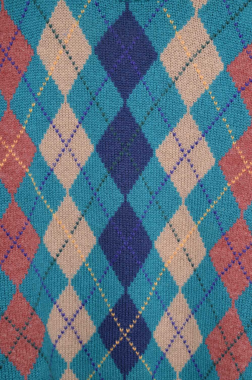 Teal Argyle Sweater - image 2
