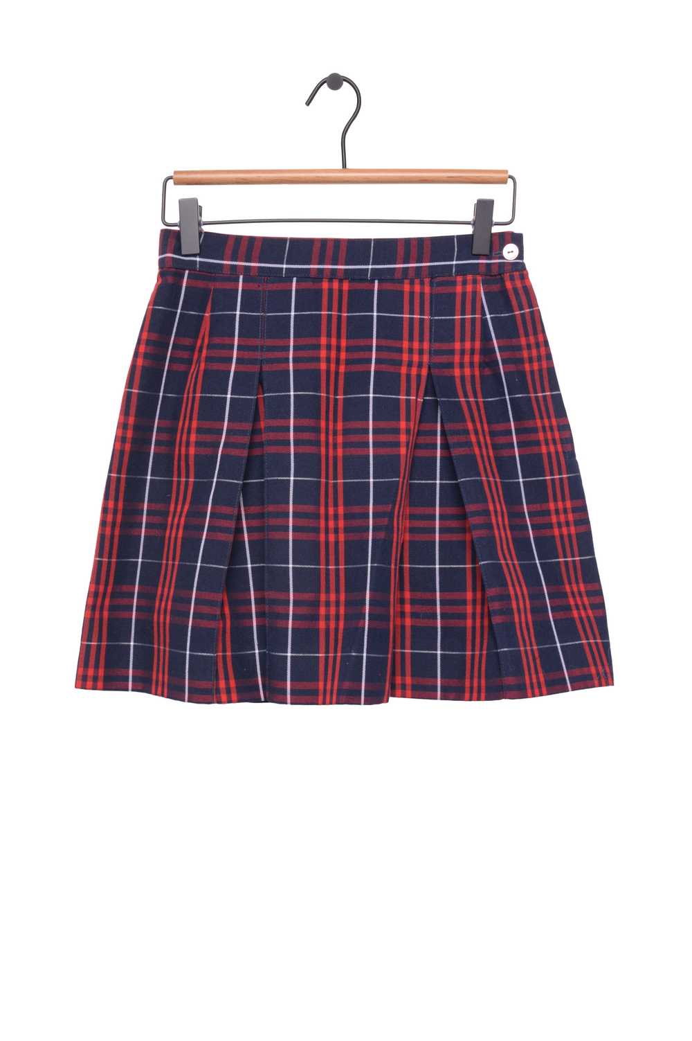 Pleated Plaid Mini Skirt - image 1