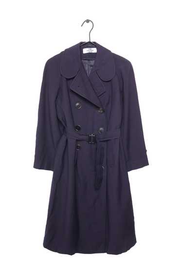 Navy Belted Wool Trench Coat