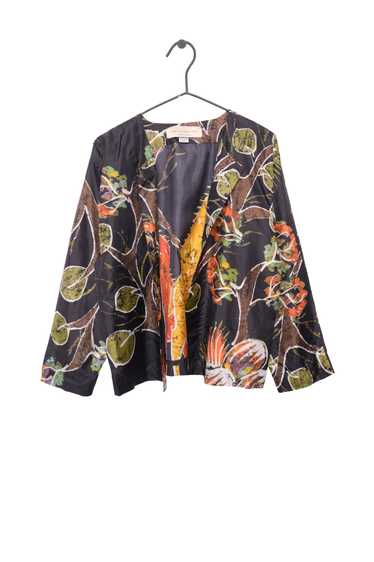 Abstract Floral Silk Robe