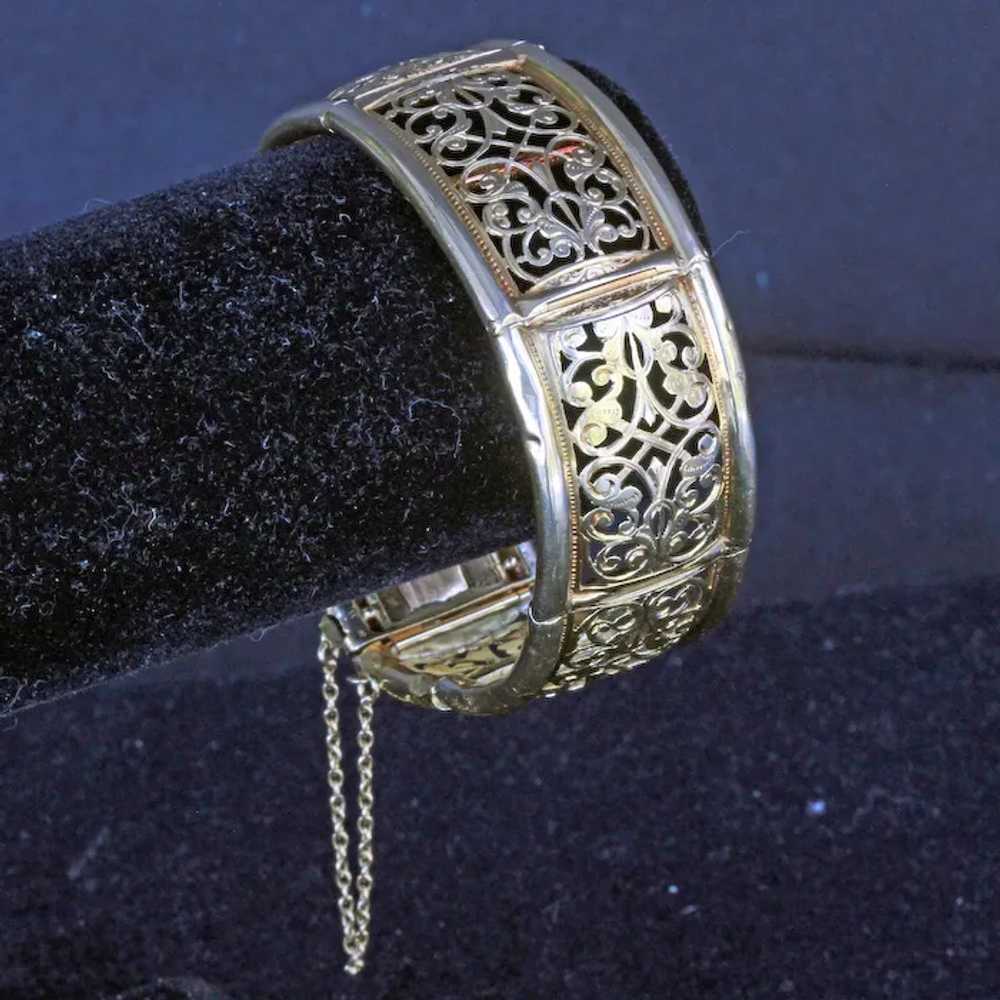 Antique Victorian cuff bracelet bangle 18k gold o… - image 10