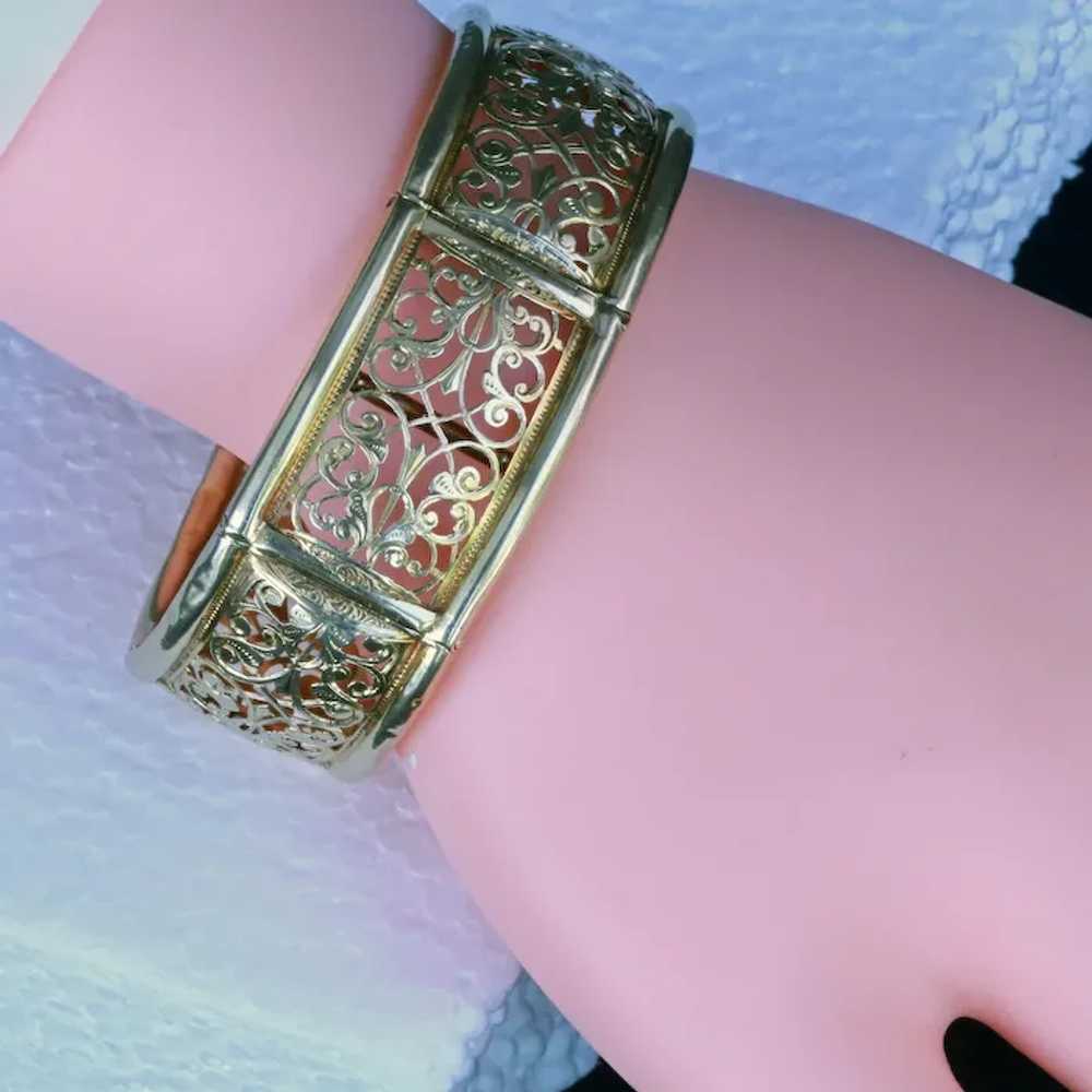 Antique Victorian cuff bracelet bangle 18k gold o… - image 2