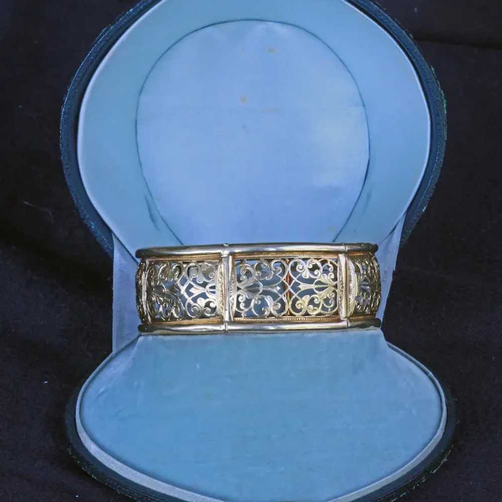 Antique Victorian cuff bracelet bangle 18k gold o… - image 3