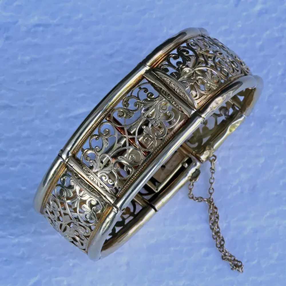 Antique Victorian cuff bracelet bangle 18k gold o… - image 7