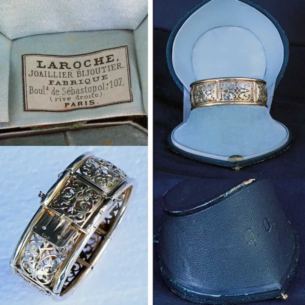 Antique Victorian cuff bracelet bangle 18k gold o… - image 9