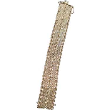 14K Yellow Gold Wide Mesh Bracelet