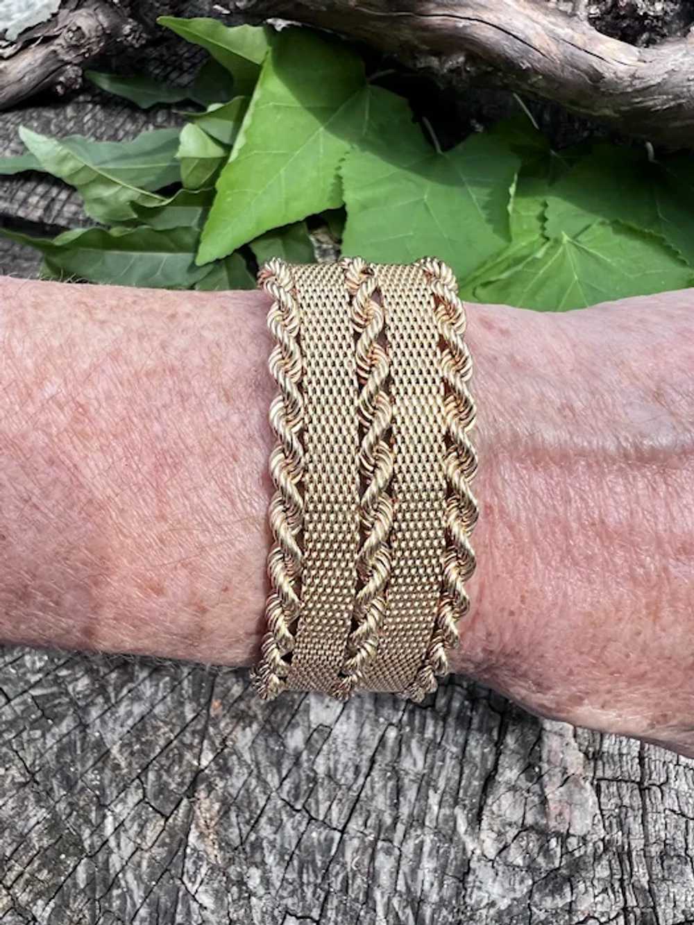 14K Yellow Gold Wide Mesh Bracelet - image 2