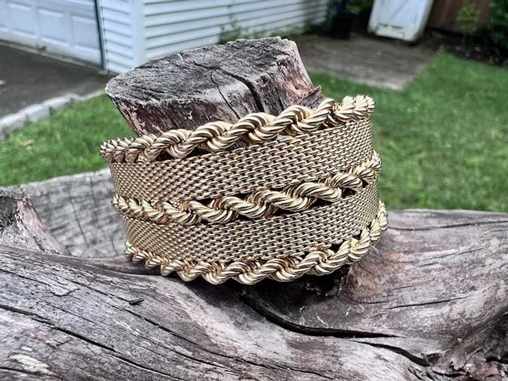 14K Yellow Gold Wide Mesh Bracelet - image 3