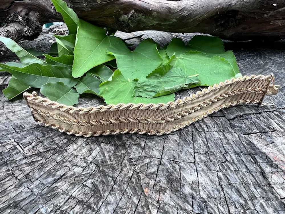 14K Yellow Gold Wide Mesh Bracelet - image 4