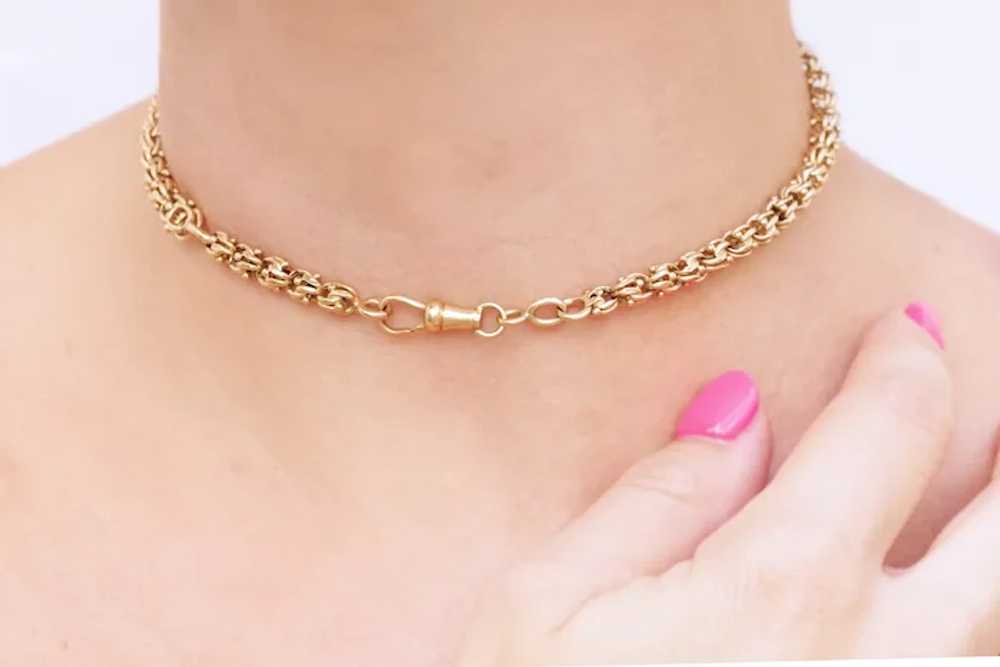 Gold watch chain necklace crafted from 18-karat r… - image 5