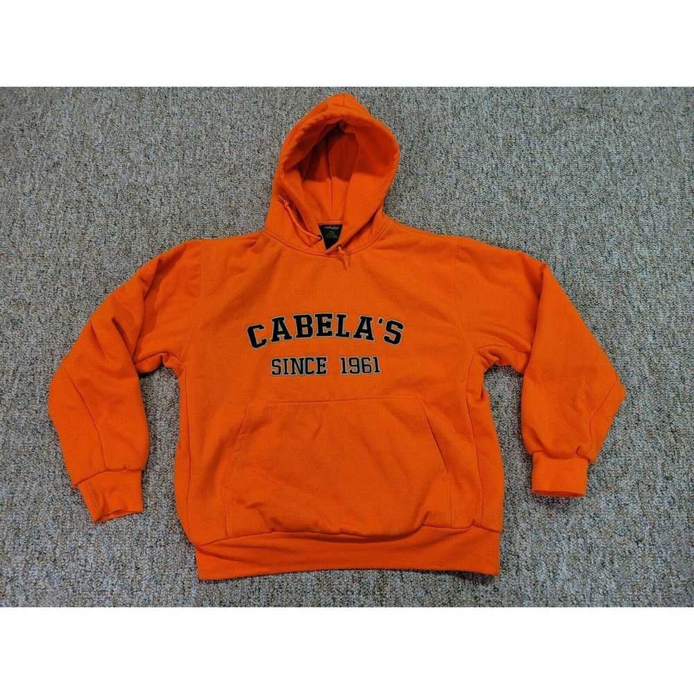 Vintage Cabelas Sweater Mens Large Orange Hoodie … - image 1