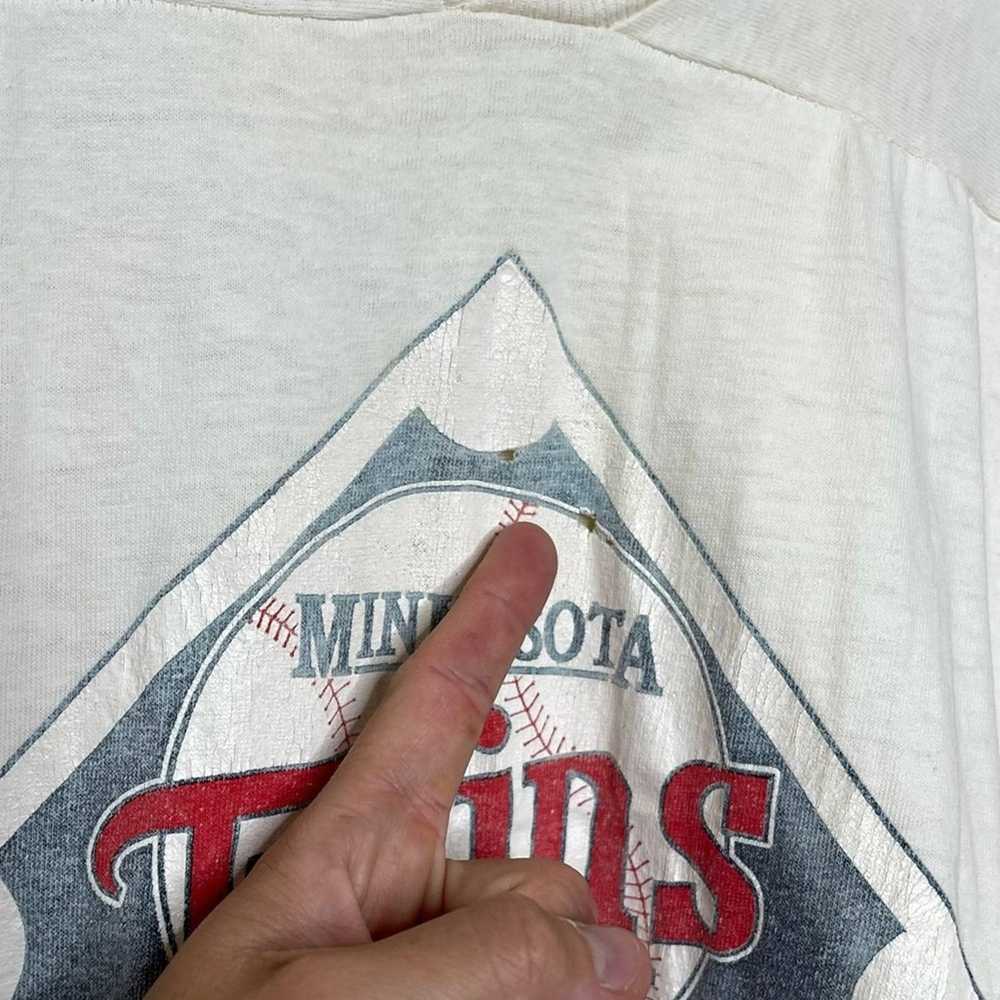 Vintage Vintage 1987 Minnesota Twins V Neck Baseb… - image 8
