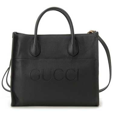 GUCCI GG Canvas Shopping Tote Bag Black 327793