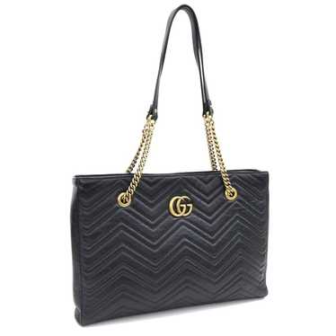 Gucci Gucci Tote Bag GG Marmont Black Leather - image 1