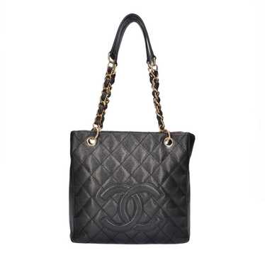 CHANEL Goatskin Quilted Large Rita Top Handle Flap Black 1221666
