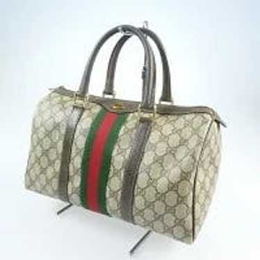 Gucci, Bags, Vintage Gucci Mini Boston Handbag Sherry Line Canvas Leather  322517