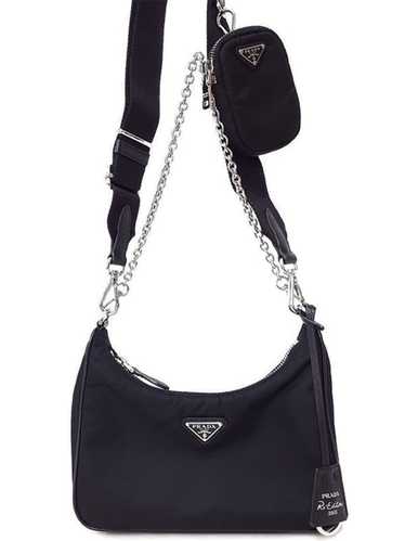 Prada Ladies Pattina Chain-Link Trim Shoulder Bag