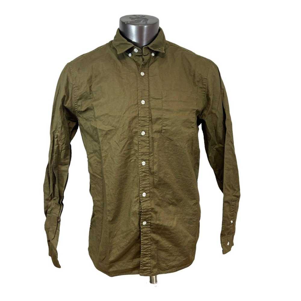 Topman Topman Button Up Shirt Long Sleeve Army Gr… - image 1