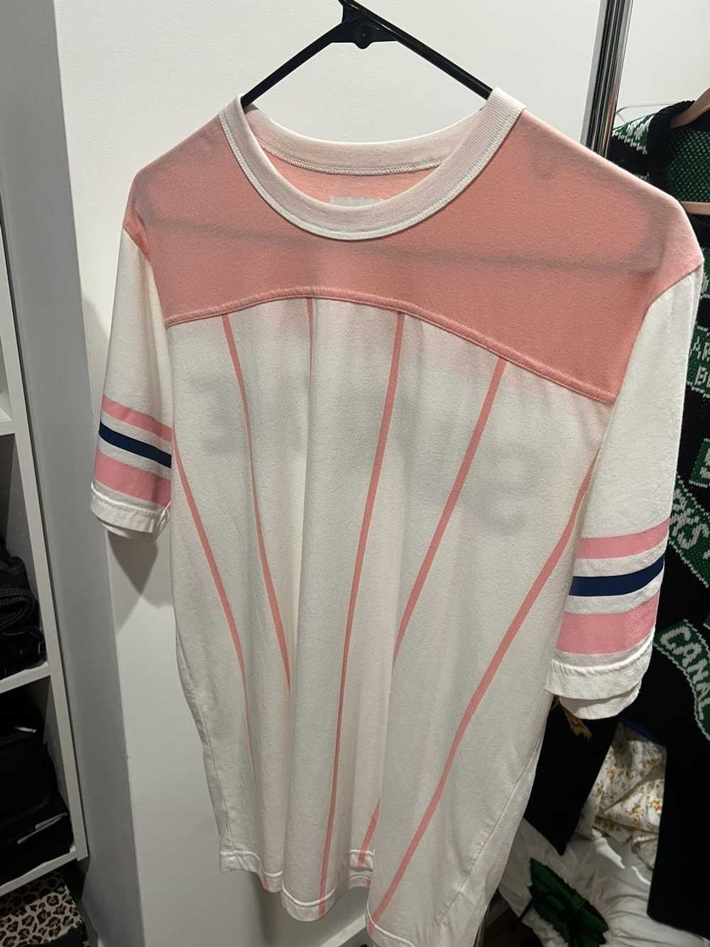 Supreme Supreme Pink and White Football Jersey T-… - image 1