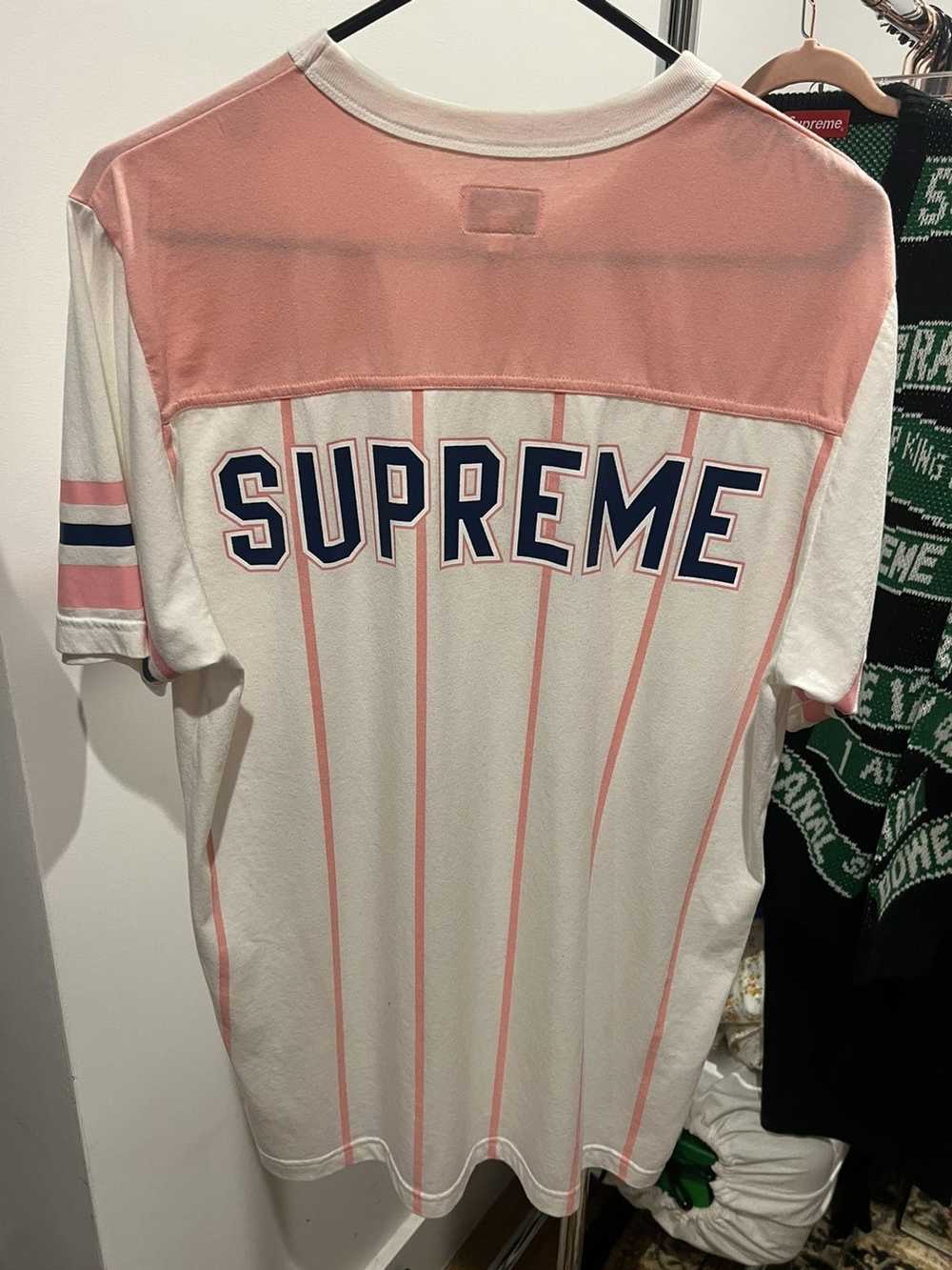 Supreme Supreme Pink and White Football Jersey T-… - image 2