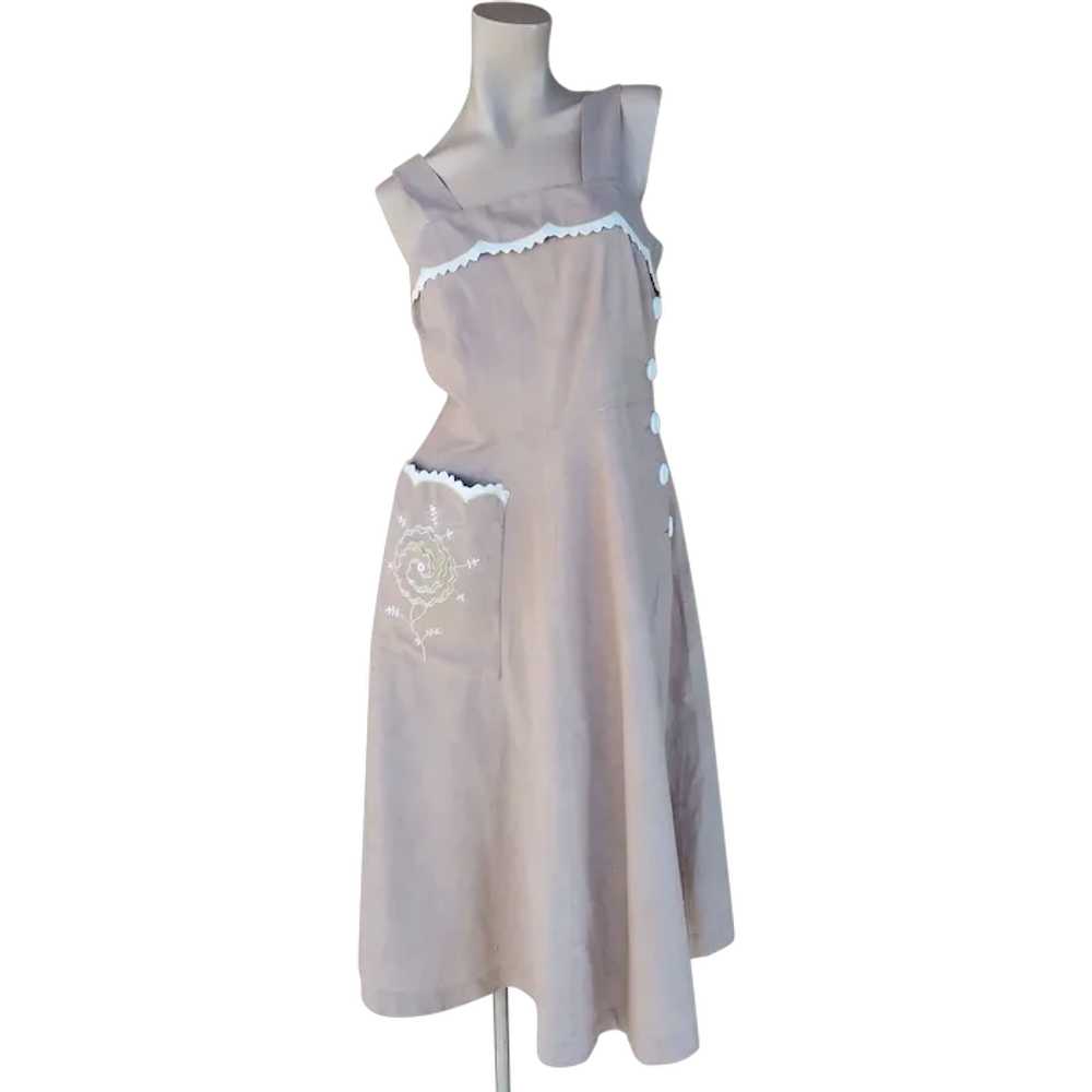 1950s Sundress Cotton Dress Sz M W30 - image 1