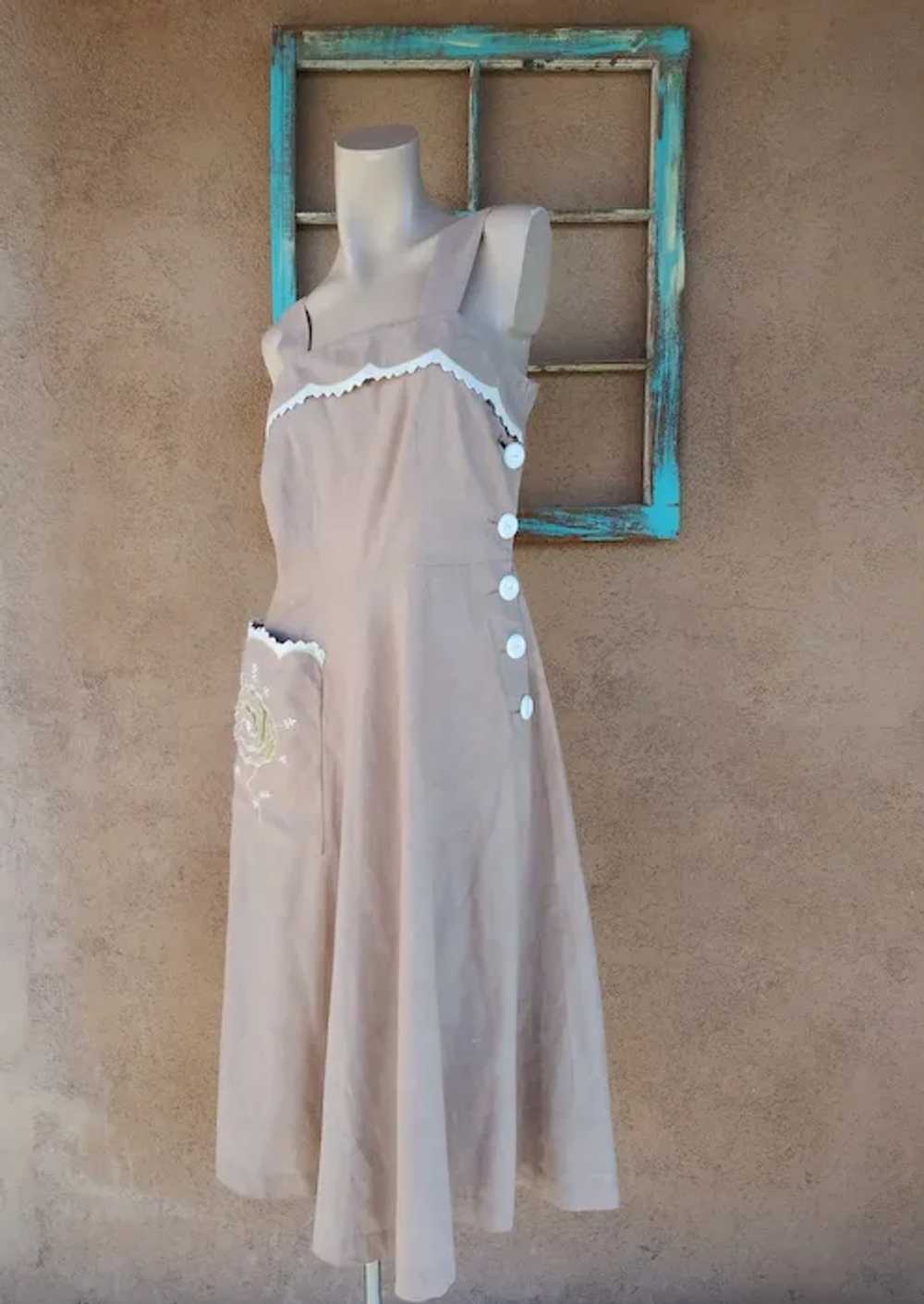 1950s Sundress Cotton Dress Sz M W30 - image 2