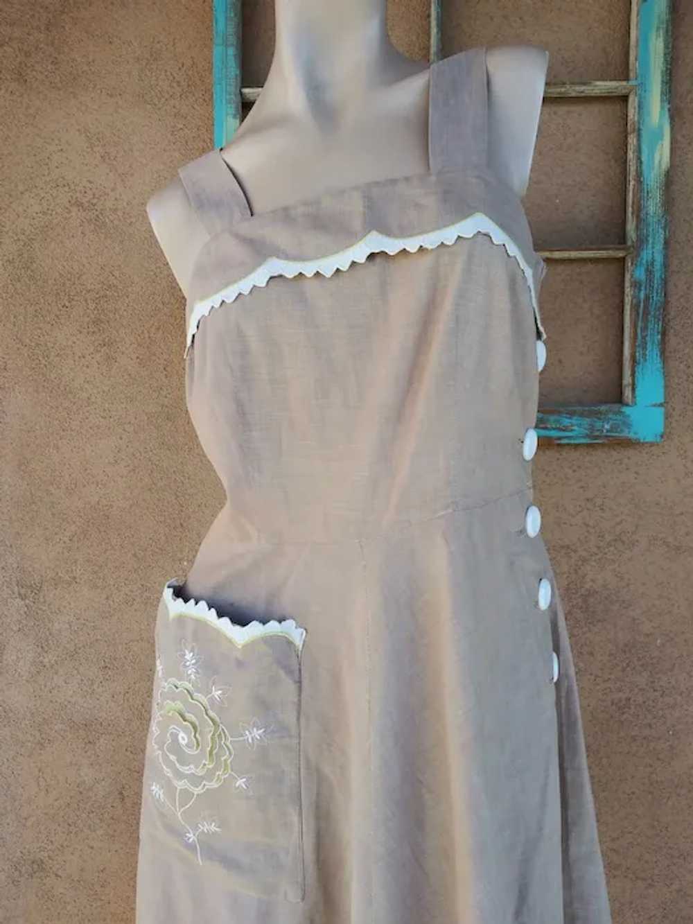 1950s Sundress Cotton Dress Sz M W30 - image 3