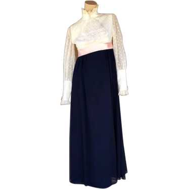 1960s 1970s Maxi Dress Bridgerton Style Gown Sz S - image 1
