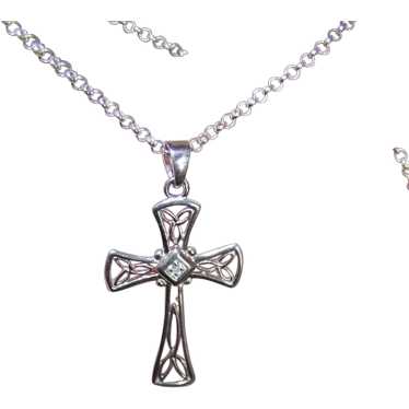 Sterling Silver Diamond Pendant - Religious Cross