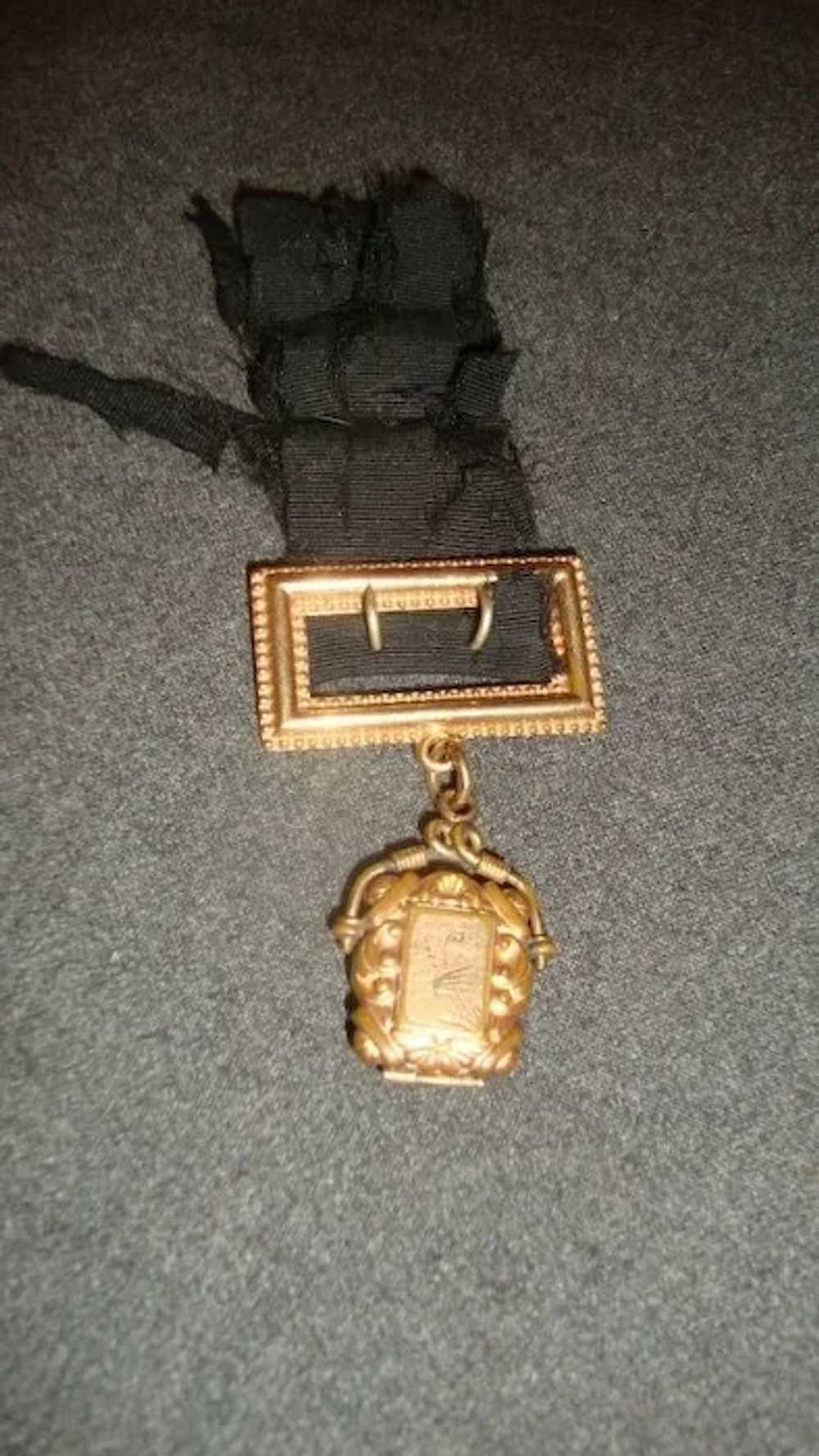 Antique Watch fob locket & buckle fancy Victorian… - image 1