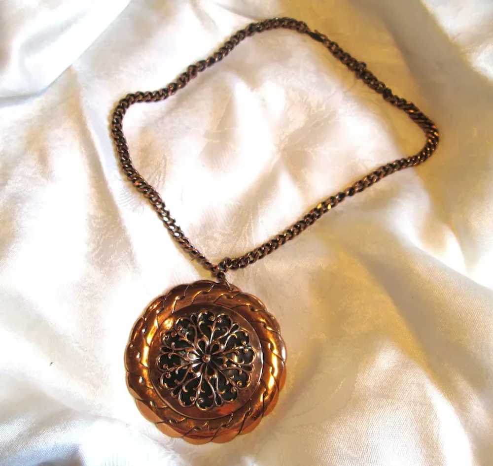 Ornate Copper Renoir Medallion Pendant Necklace - image 2