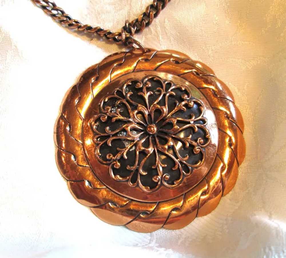 Ornate Copper Renoir Medallion Pendant Necklace - image 3