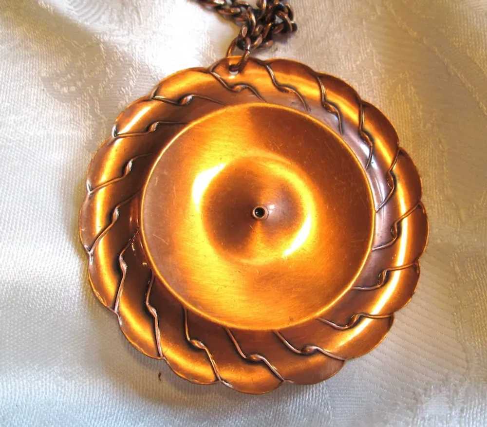 Ornate Copper Renoir Medallion Pendant Necklace - image 4