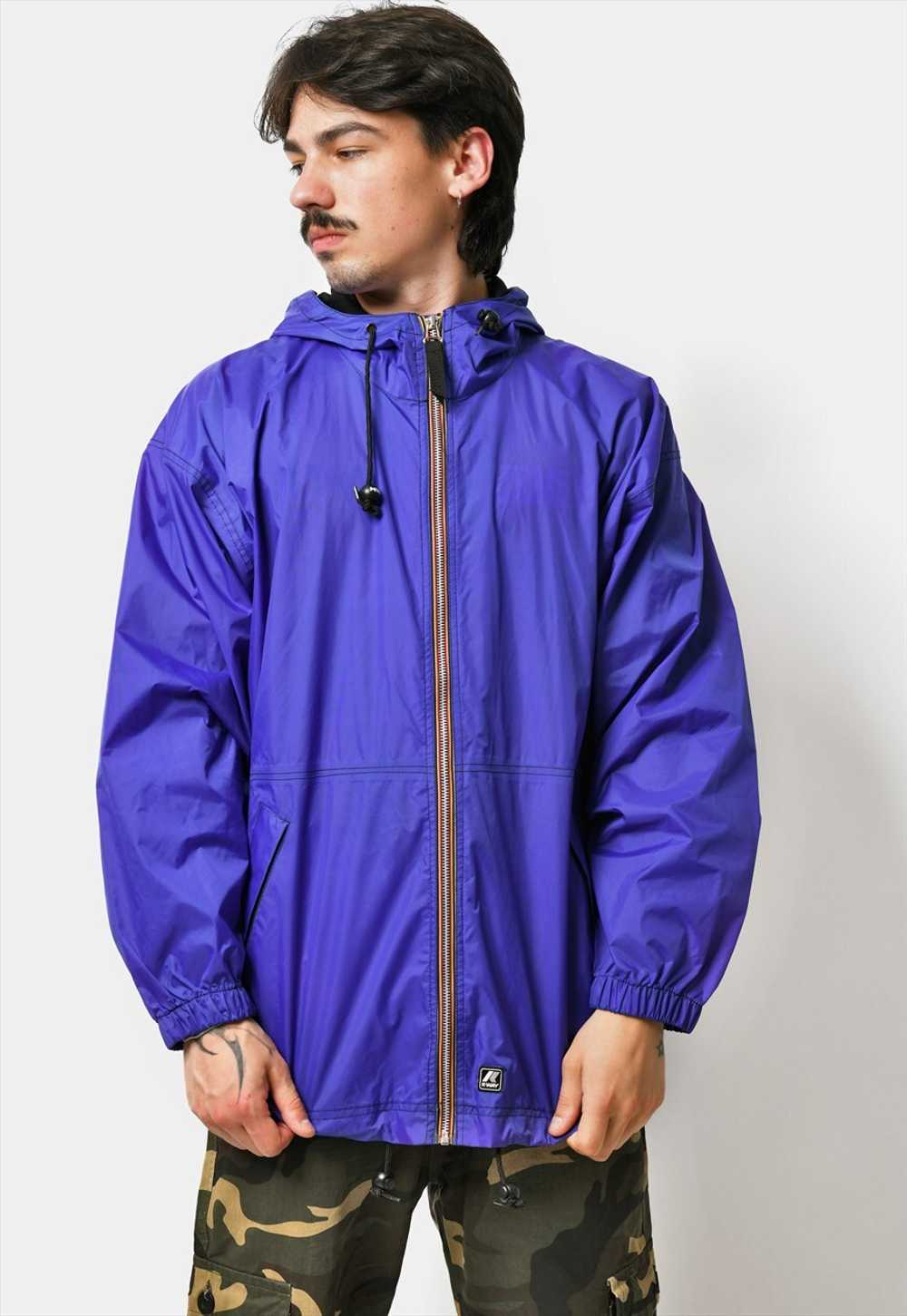 Vintage K-Way lightweight windbreaker blue men ho… - image 1