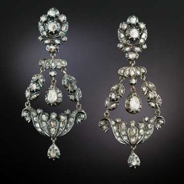 Large Georgian Diamond Dangle Earrings