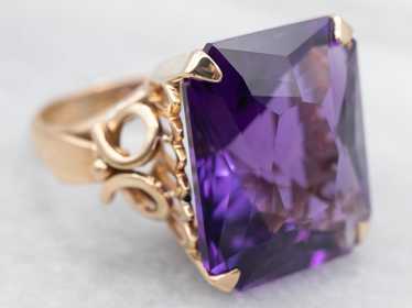 Ornate Yellow Gold Amethyst Ring - image 1