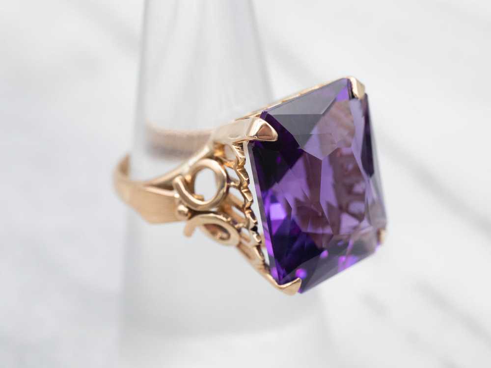 Ornate Yellow Gold Amethyst Ring - image 4