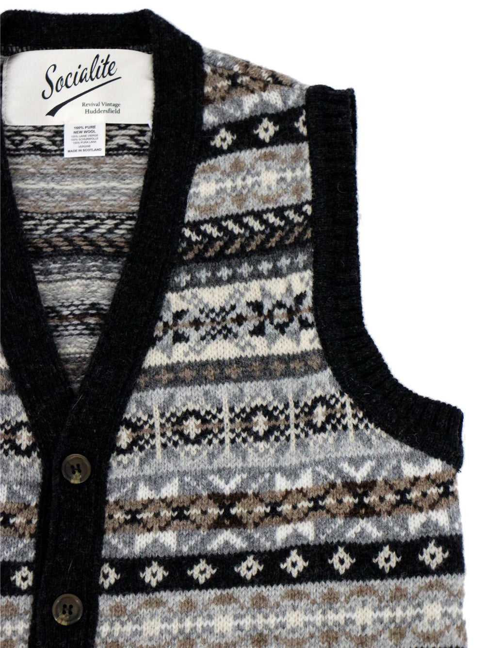 Forties Vintage Scottish Wool Buttoned Fairisle T… - image 3