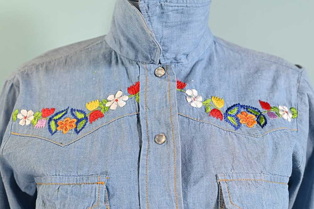 Vintage Embroidered Western Blouse, Hippie Snap B… - image 10