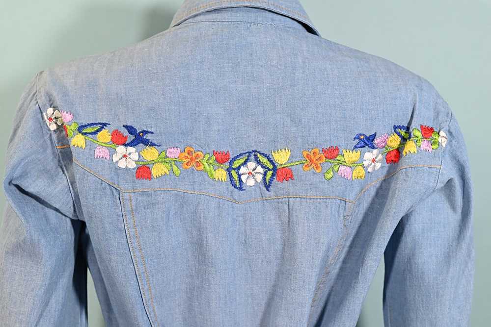 Vintage Embroidered Western Blouse, Hippie Snap B… - image 11