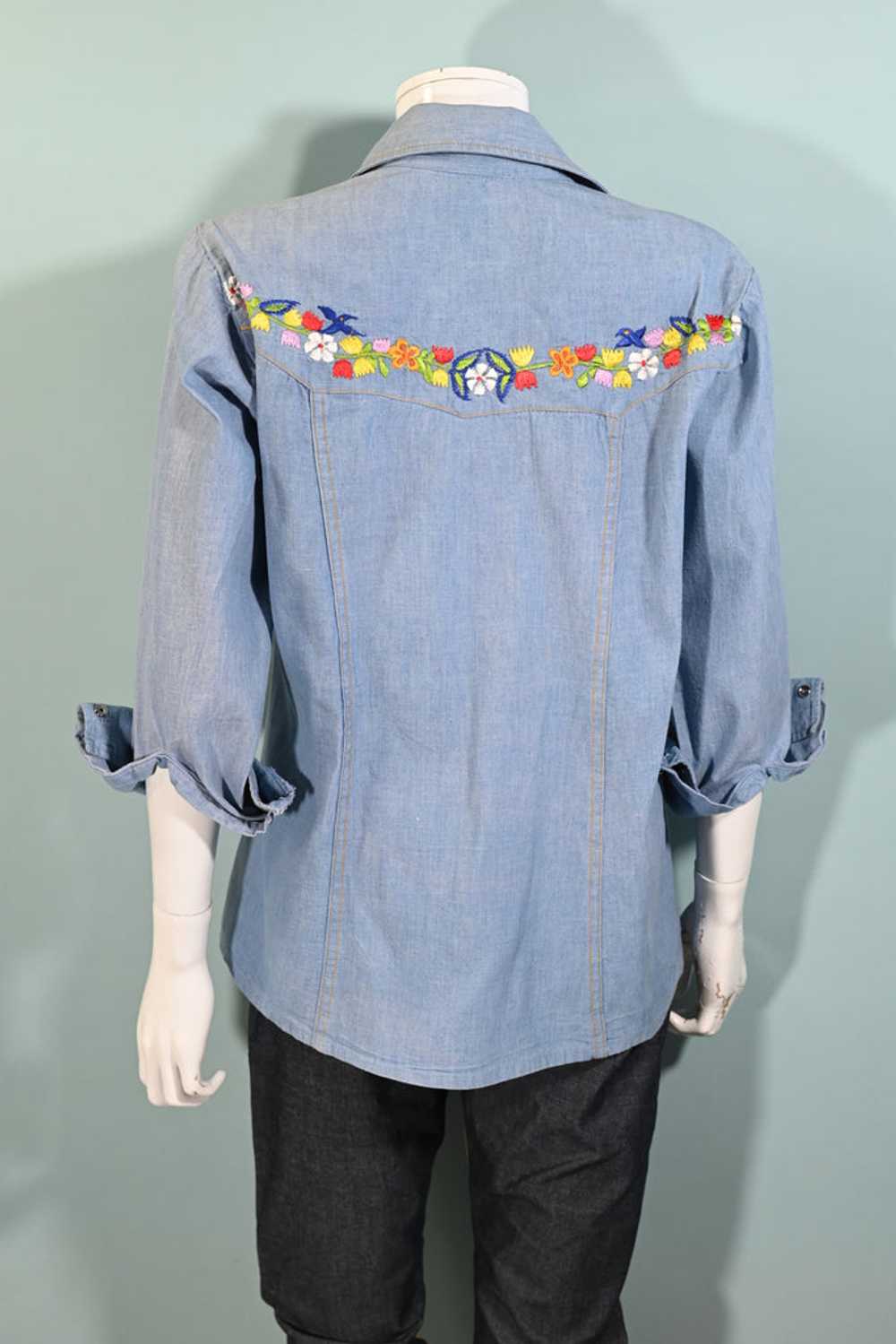 Vintage Embroidered Western Blouse, Hippie Snap B… - image 8