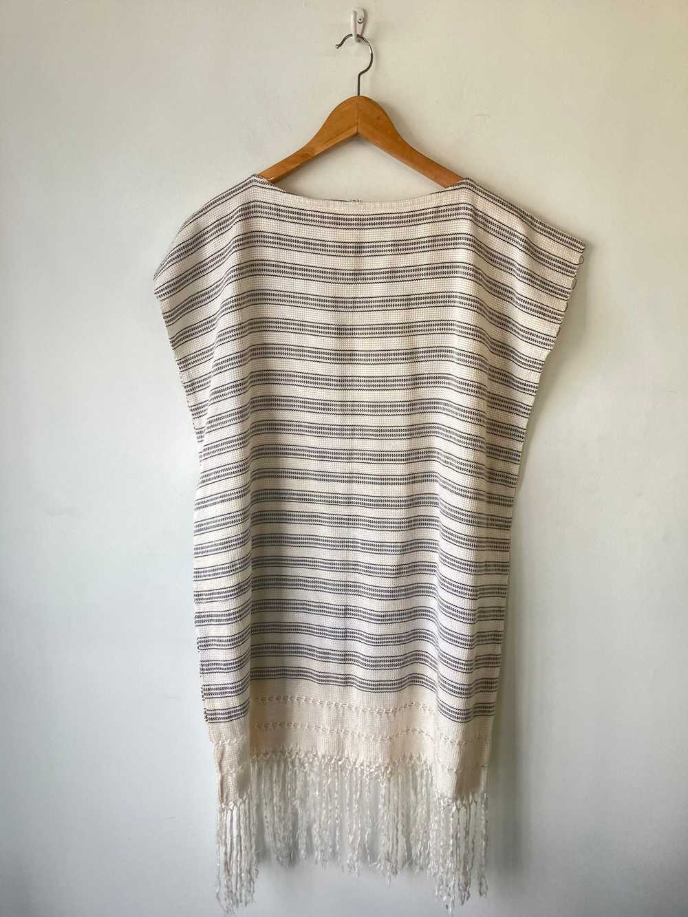 Vintage Black & White Striped Huipil Dress - image 4