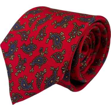 Christian Dior 1980s Red Paisley Silk Tie - image 1