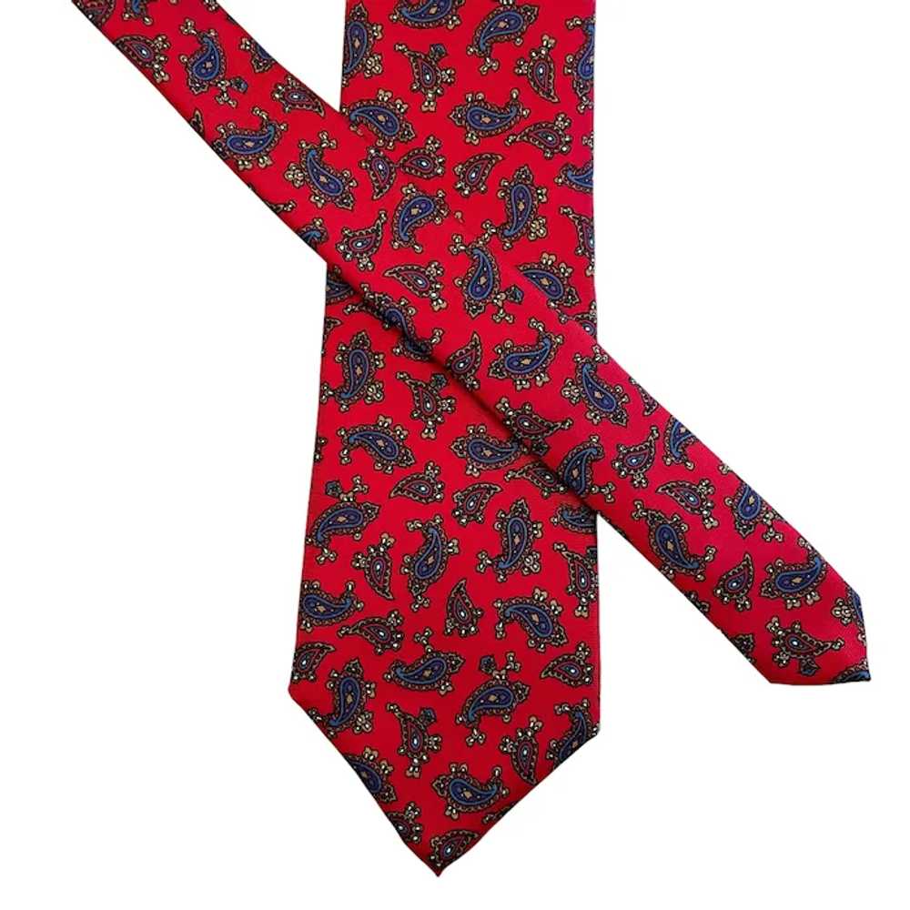 Christian Dior 1980s Red Paisley Silk Tie - image 2