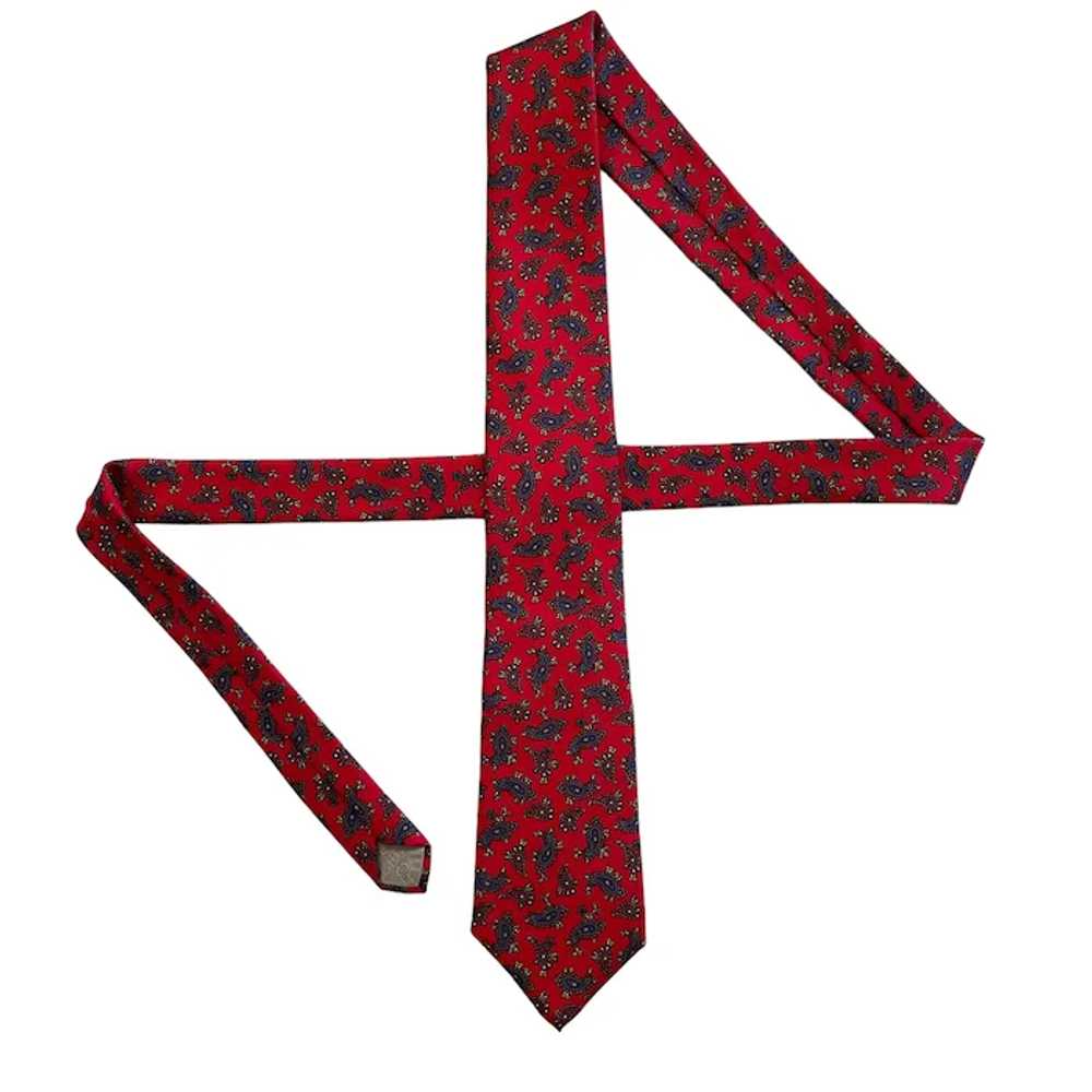 Christian Dior 1980s Red Paisley Silk Tie - image 3