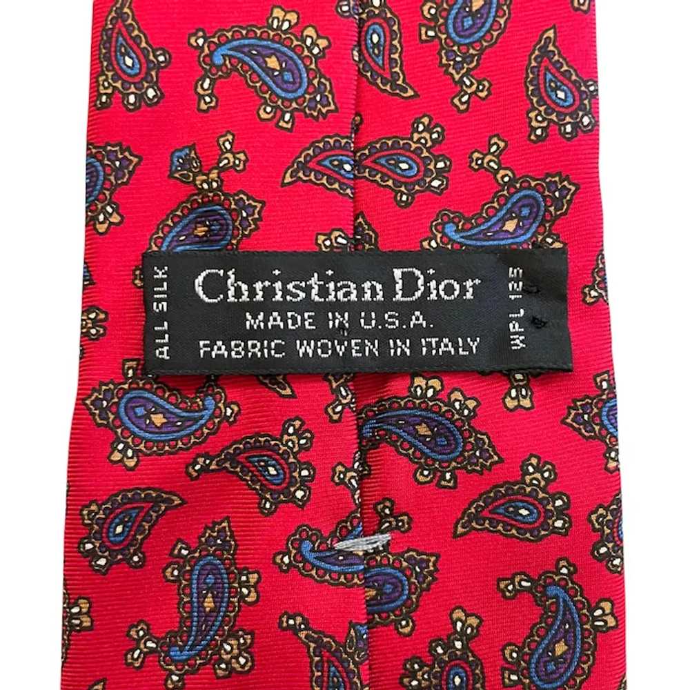 Christian Dior 1980s Red Paisley Silk Tie - image 5