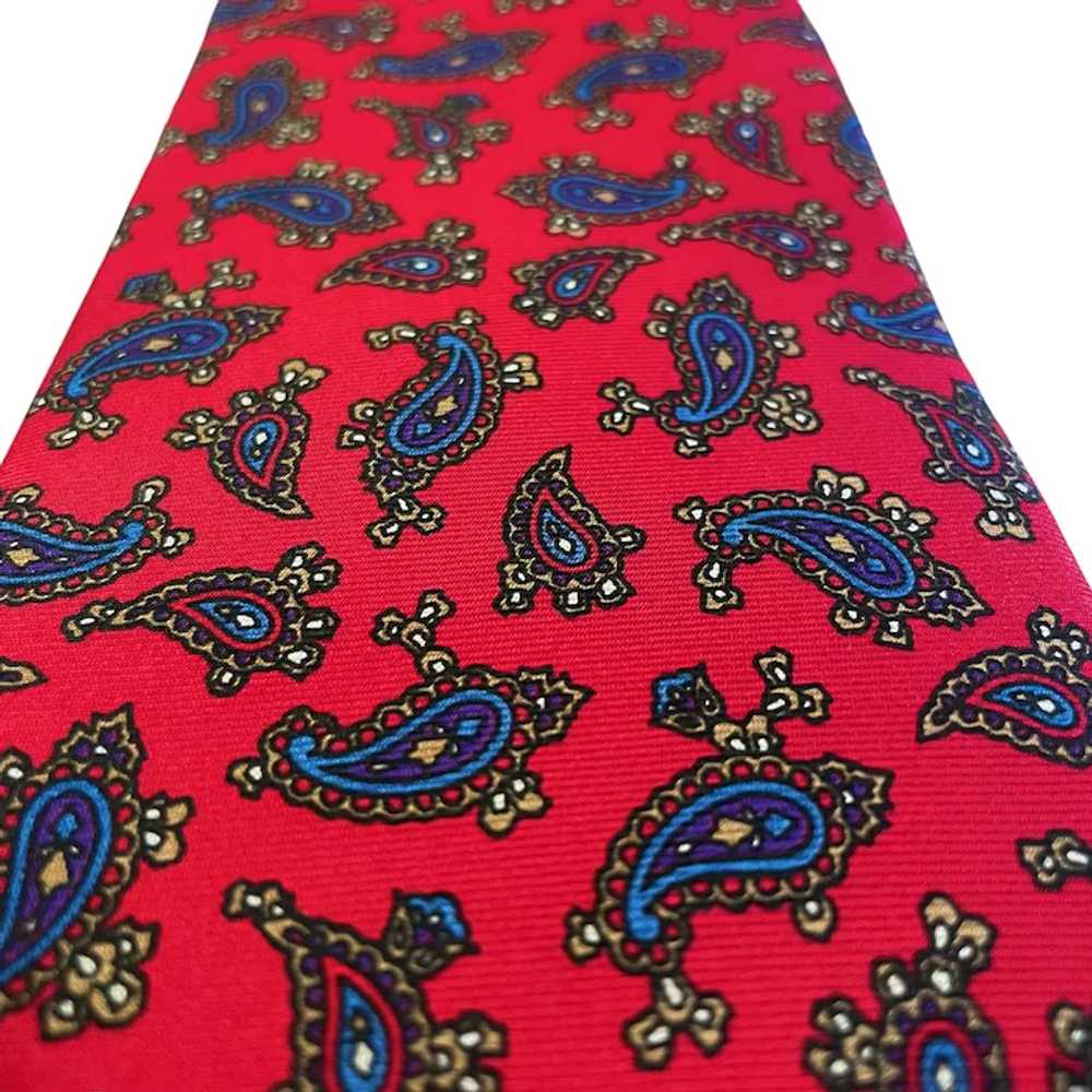 Christian Dior 1980s Red Paisley Silk Tie - image 6
