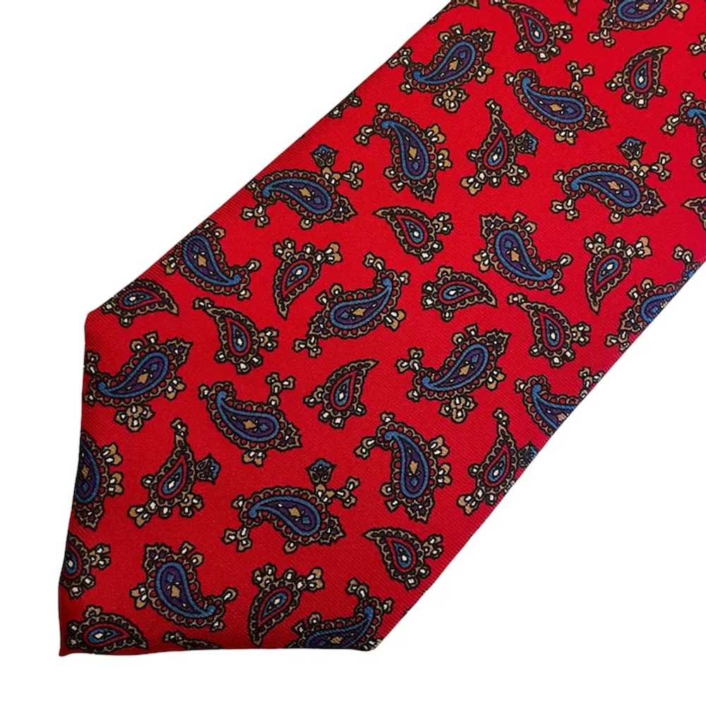 Christian Dior 1980s Red Paisley Silk Tie - image 7