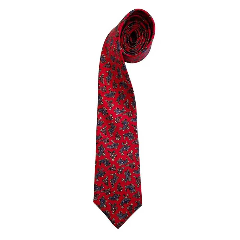 Christian Dior 1980s Red Paisley Silk Tie - image 8