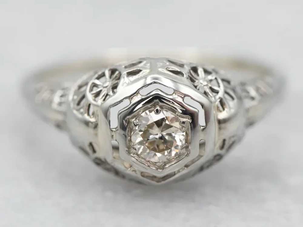 Art Deco European Cut Diamond Solitaire Engagemen… - image 2